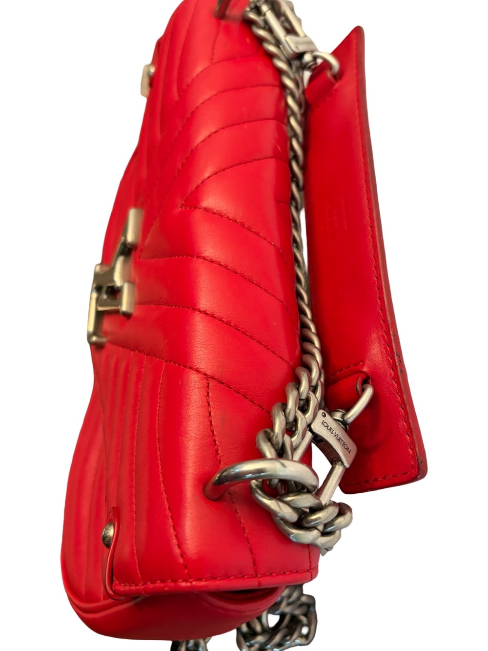 Louis Vuitton Red New Wave Calfskin Leather Crossbody Shoulder Bag MM Chain Link - Picture 10 of 16